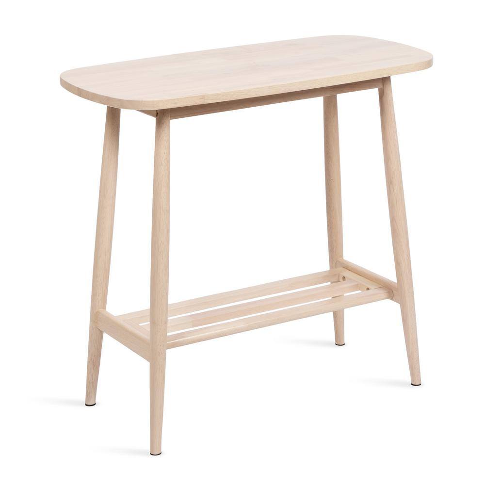 Natural Light Wood Console Table with Storage Shelf