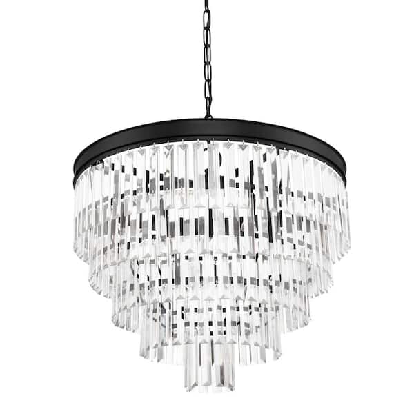 Home Decorators Collection North Falls 23 in. 5 Light 5-Tier Crystal Pendant