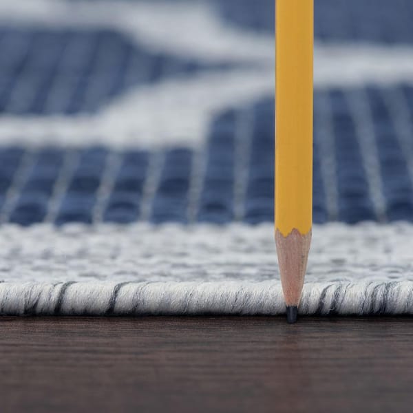 Veranda Geometric Navy 8 ft. x 10 ft. Indoor/Outdoor Area Rug