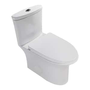 One-Piece 1.6 GPF Dual Flush Elongated Toilet in White with Soft-Close Seat
