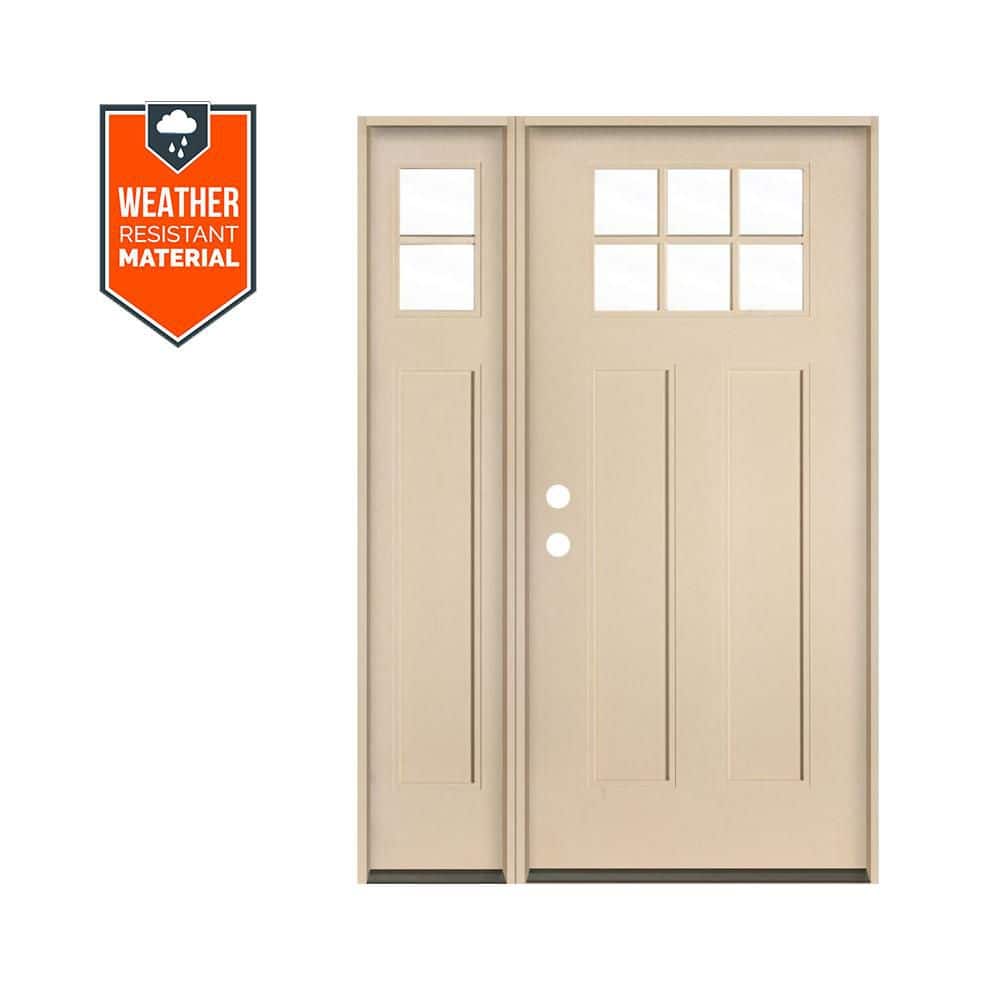 PINNACLE Craftsman 50 in. x 79 in. 6-Lite Right-Hand/Inswing Clear Glass Unfinished Fiberglass Prehung Front Door w/LSL price history on PriceWatchPro