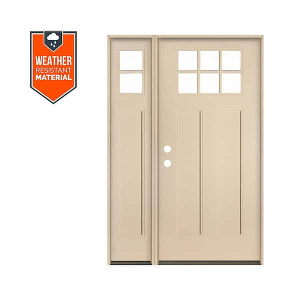 PINNACLE Craftsman 50 in. x 79 in. 6-Lite Right-Hand/Inswing Clear Glass Unfinished Fiberglass Prehung Front Door w/LSL