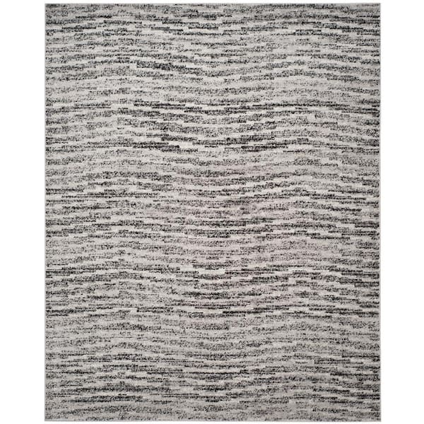 Adirondack 10 ft. x 14 ft. Black/Silver Abstract Area Rug