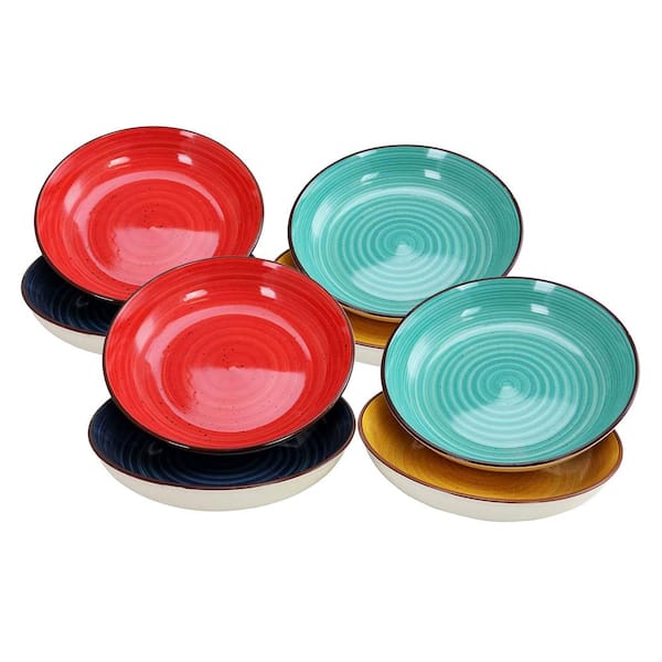 Gibson 10.25 in. 19.27 fl. oz. Assorted Colors Speckle 4-piece Stoneware Pasta Serving Bowl Dish Set, (2-Pack)
