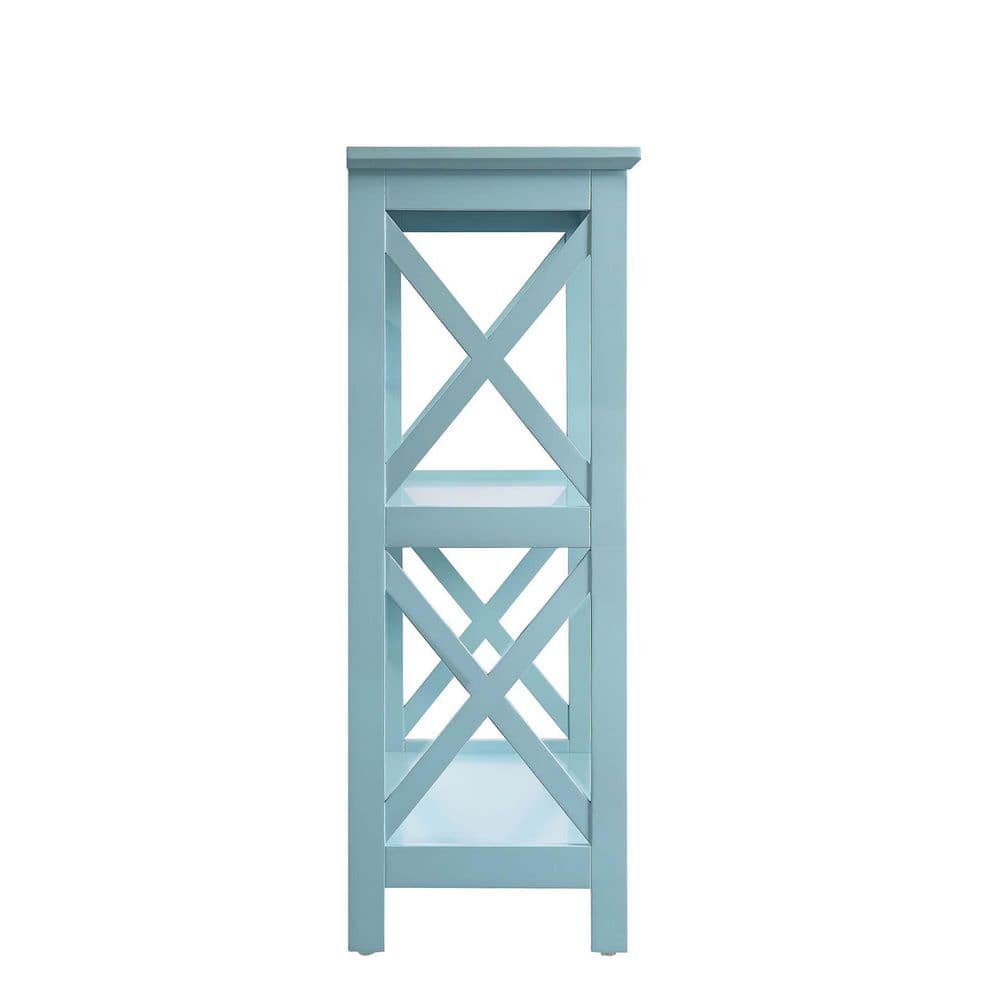 Oxford Sea Foam Blue Wooden 3-Tier Modern Bookcase