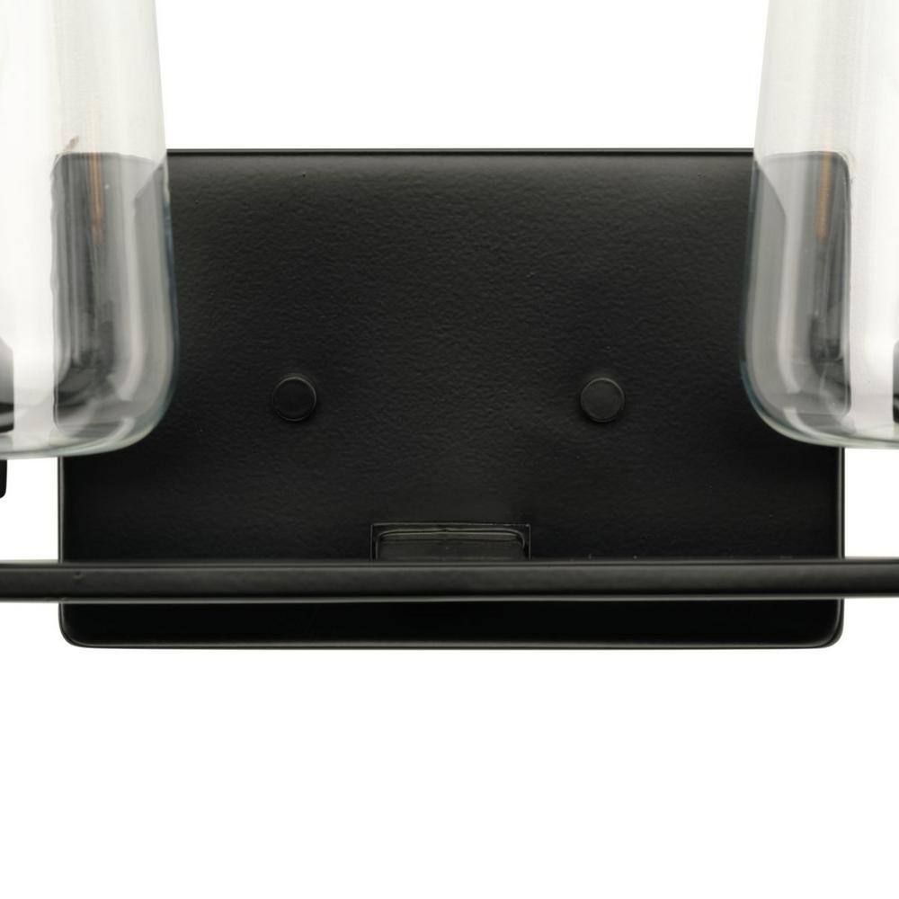 Matte Black 2-Light Wall Sconce with Clear Glass Shades