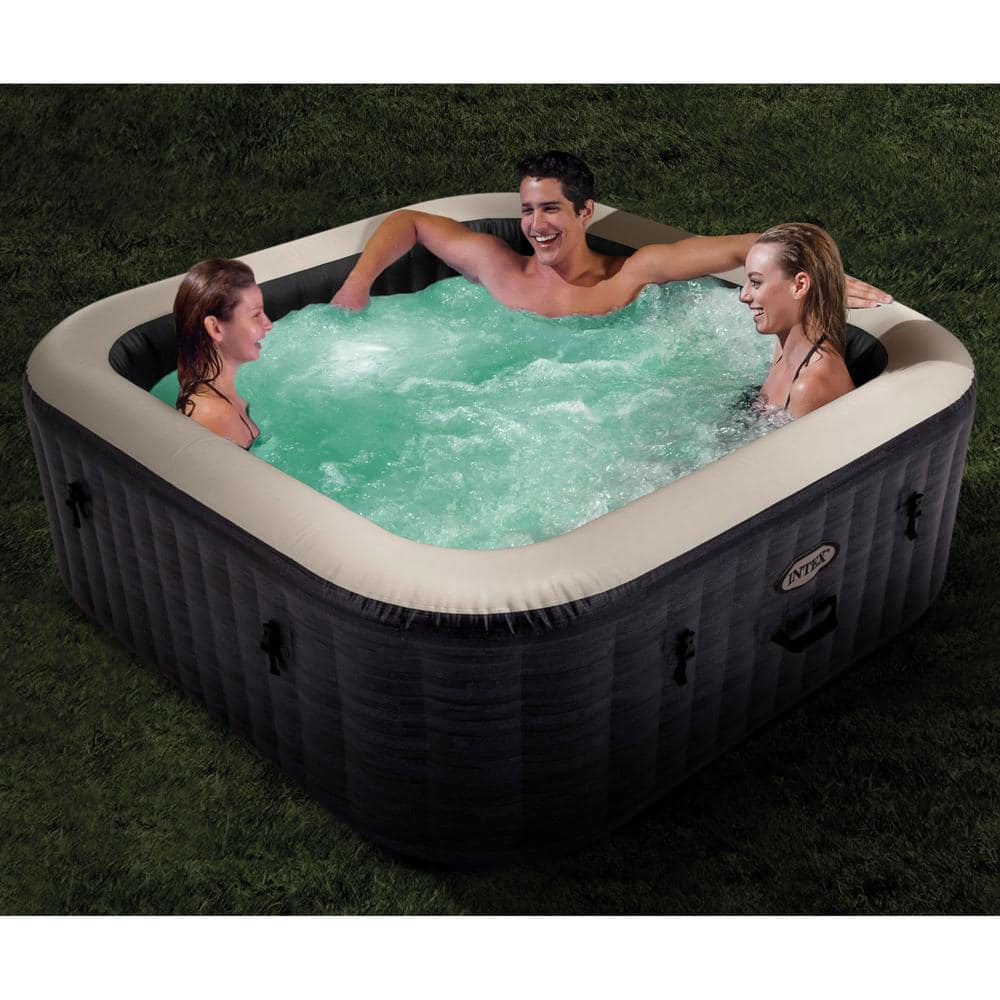 Intex PureSpa Plus Gray Inflatable Square Hot Tub Spa with Maintenance Kit