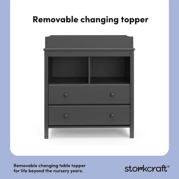 storkcraft modern 2 drawer changing table dresser Storkcraft Alpine 2-Drawer Changing Chest, Gray