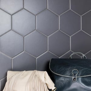 Bethlehem Pure Hexagon Dark Gray 5.9 in. x 6.96 in. Matte Ceramic Wall Tile (7.96 sq. ft. / Case)