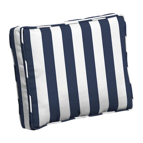 ARDEN SELECTIONS ProFoam 24 in. x 19 in. Sapphire Blue Cabana Stripe Rectangle Outdoor Plush Deep Seat Pillow Back
