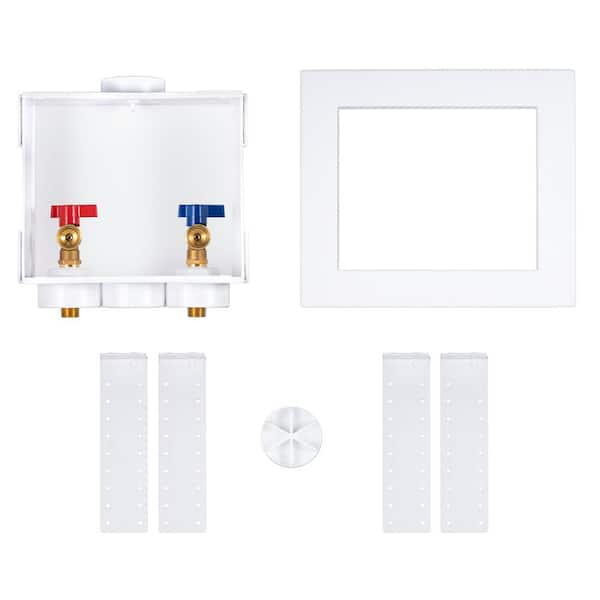 Quadtro 2 in. Copper Sweat Connection Washing Machine Outlet Box with 1/4 Turn Brass Screw-On Ball Valves