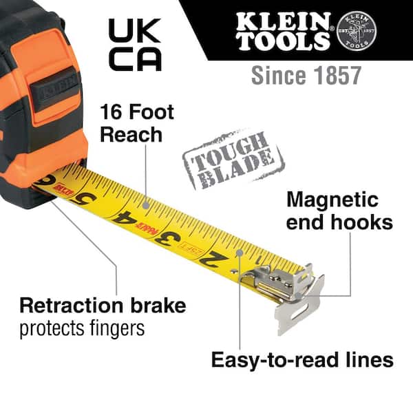 Klein Tools 25 ft. Tape Measure with Magnetic Double-Hook 9225R - The Home  Depot