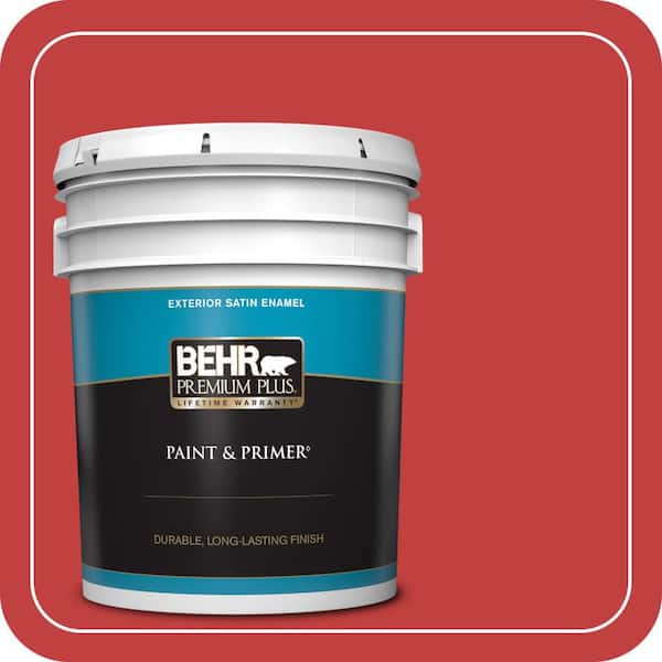 BEHR PREMIUM PLUS 5 gal. #150B-7 Poinsettia Satin Enamel Exterior Paint & Primer