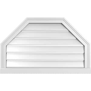 32" x 20" Octagonal Top Surface Mount PVC Gable Vent: Functional with Brickmould Sill Frame