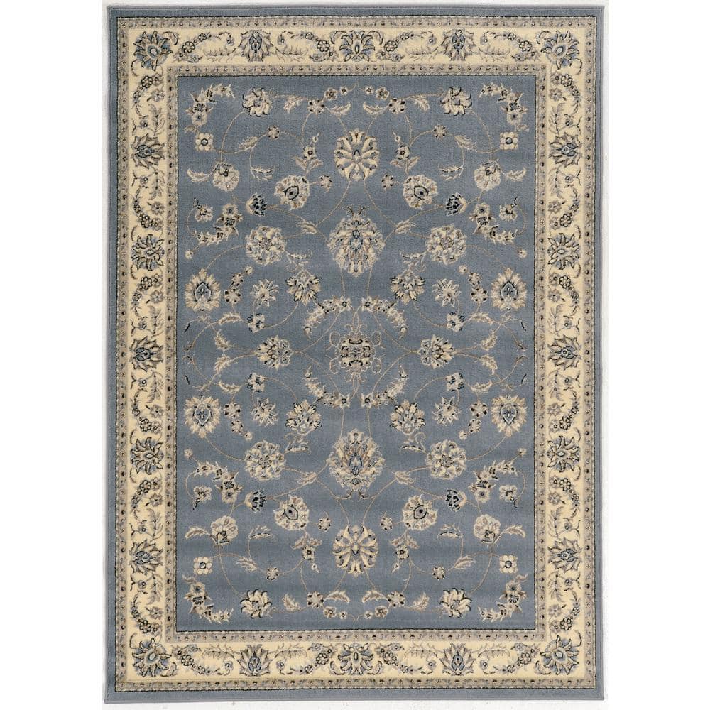 Alba Gray-blue 8 ft. x 10 ft. Traditional Oriental Scroll Area Rug