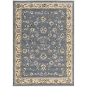 Alba Gray-blue 8 ft. x 10 ft. Traditional Oriental Scroll Area Rug