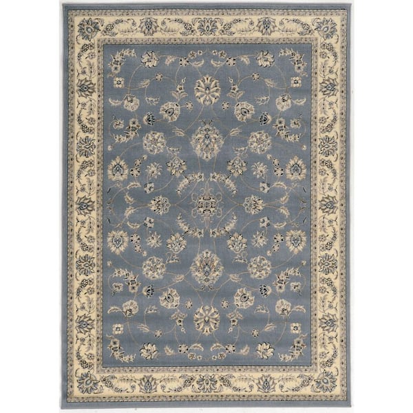 Unbranded Alba Gray-blue 8 ft. x 10 ft. Traditional Oriental Scroll Area Rug