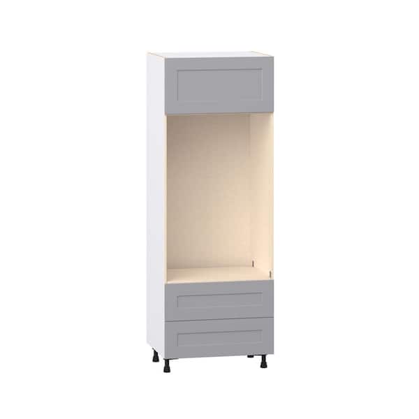 J COLLECTION Roseland 30 in. W x 24 in. D x 84.5 in. H Assembled Shaker Double Oven Kitchen Cabinet in Slate Gray with 2 Drawers