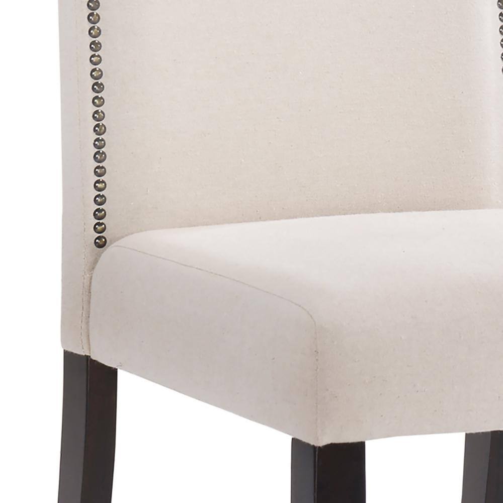 Espresso Wood Upholstered Linen Parsons Side Chair