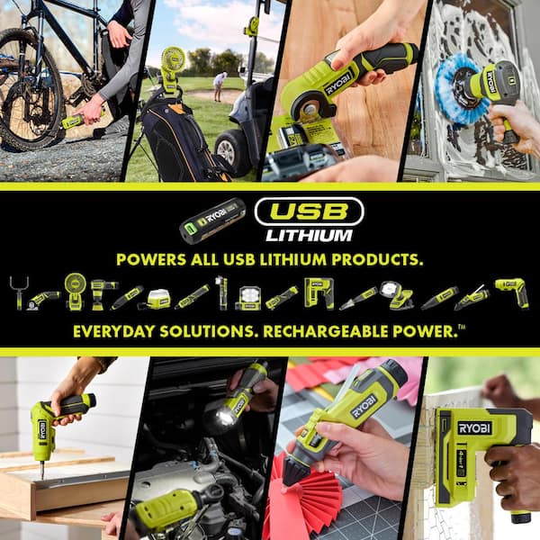 RYOBI USB Lithium 2-Tool Combo Kit with Screwdriver, LED