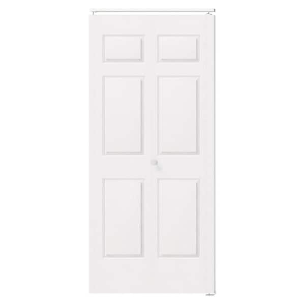 36 in. x 80 in. 6 Panel Textured MDF White Hollow Core Composite DIY Painted Bi-Fold Door with Hardware Kits