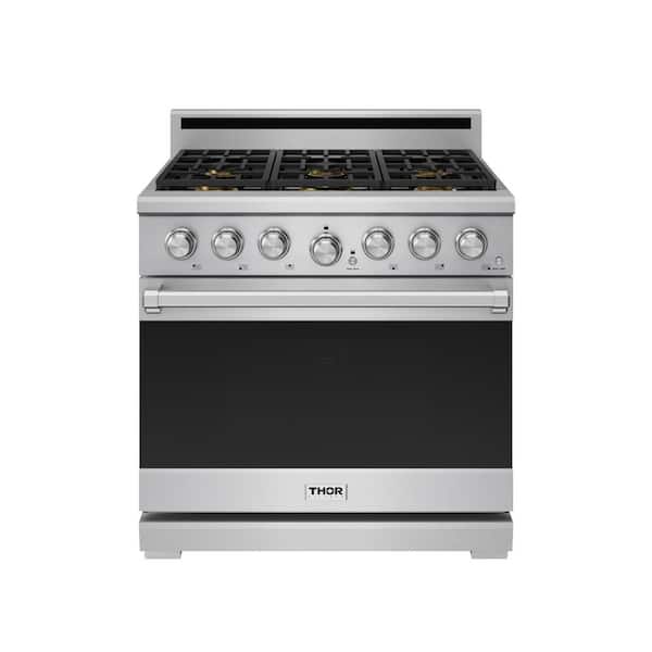 X Series 36. in 6 Burners Freestanding Gas Range in Stainless Steel with Convection and Self-Clean