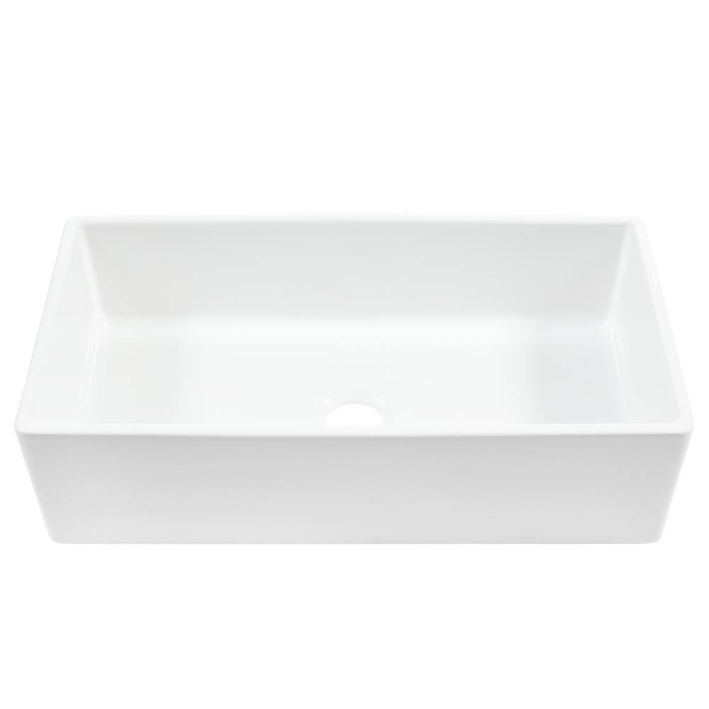 Austen White Fireclay Single Bowl Farmhouse Kitchen Sink with Stainless Steel Faucet