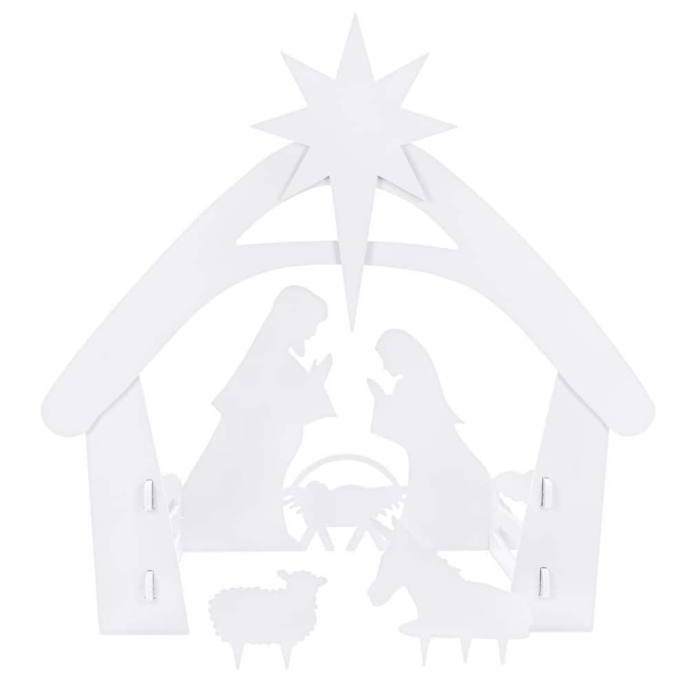 White PVC Outdoor Nativity Scene Christmas Decoration