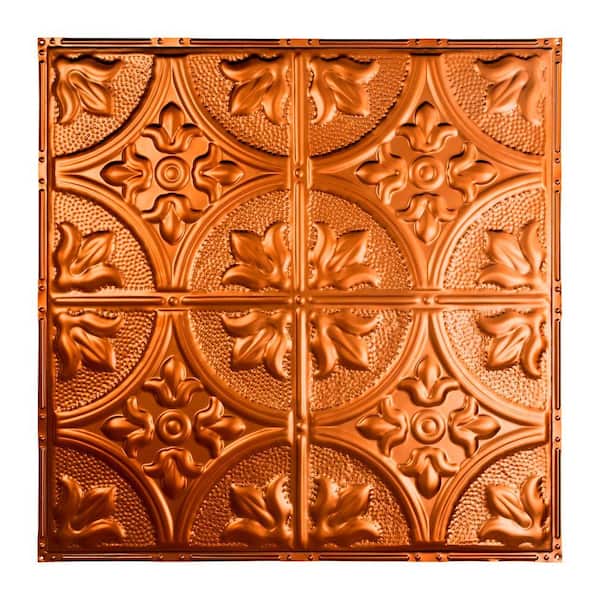Great Lakes Tin Jamestown 2 ft. x 2 ft. Nail Up Metal Ceiling Tile in Copper (Case of 5)