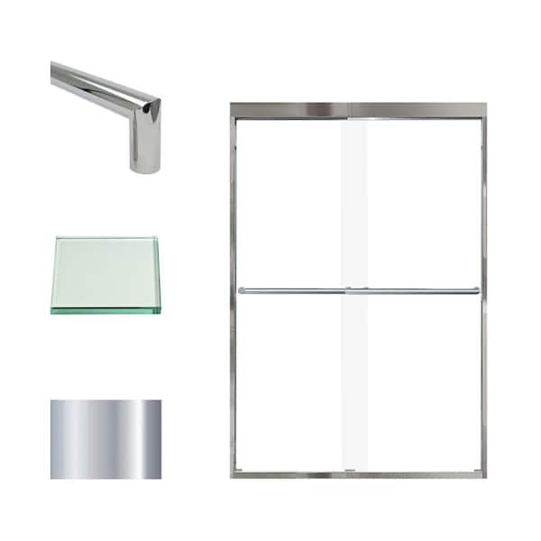 Transolid Frederick 47 in. W x 70 in. H Sliding Semi-Frameless Shower Door in Polished Chrome with Clear Glass