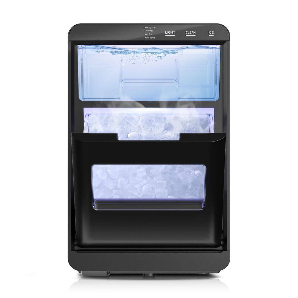 9.8 in. 45 lb. 24H Nugget Ice Countertop Portable Ice Maker in Black 2lb Capacity Auto Cleaning with Scoop Basket