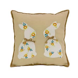 16 in. Floral Bunny Easter Pillow