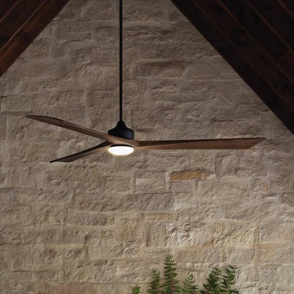 HINKLEY - Sculpt 60 in. Integrated LED Indoor/Outdoor Matte Black Ceiling Fan with Wall Switch