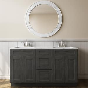 60 in W X 21 in D X 34.5 in H in Shaker Charcoal Plywood Ready to Assemble Floor Vanity Sink Base Kitchen Cabinet