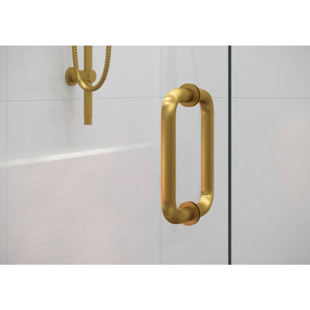 Satin Brass Frameless Glass Shower Enclosure with Hinged Door