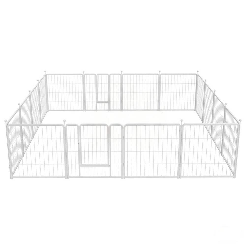 Dog Playpen, 24 in. H 16 Panels Fence Indoor Outdoor Heavy-Duty Metal Folda