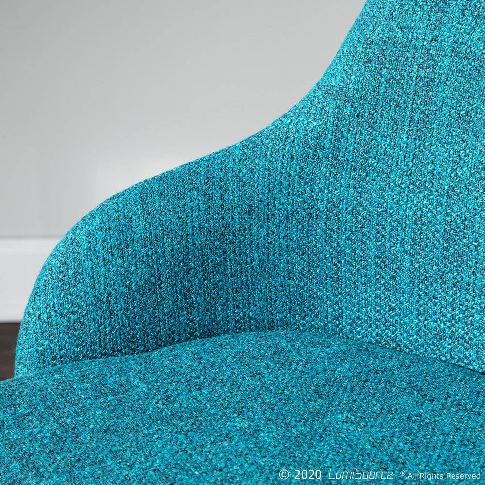 Teal Upholstered Scandinavian Arm Chair with Wood Frame