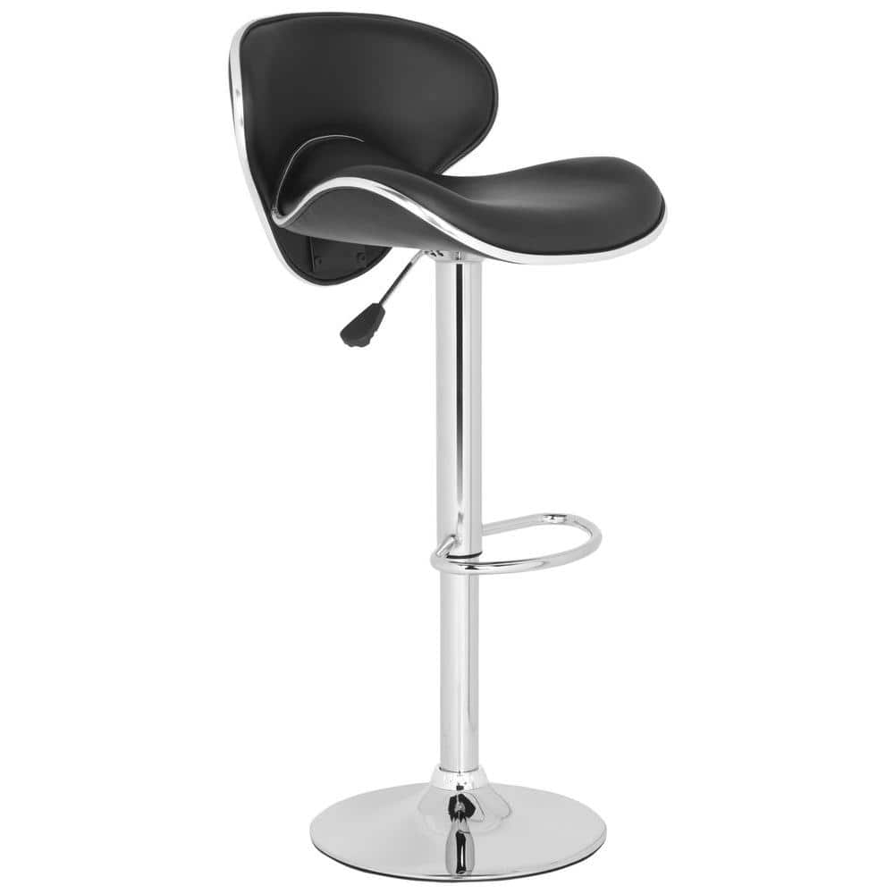 Shambi Black Adjustable Swivel Bar Stool with Chrome Base