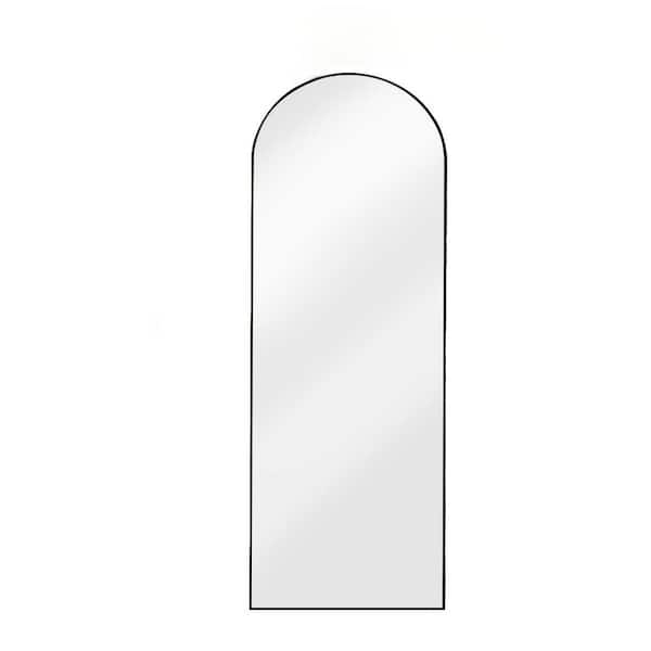Black 59 in. L x 18 in. W x 1.1 in. H Arched Aluminum Full Length Mirror, Floor Mirror with Stand for Living Room