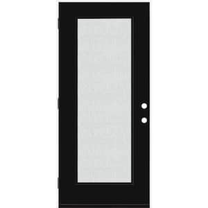 Legacy 36 in. x 80 in. Full Lite Rain Glass RHOS Primed Black Finish Fiberglass Prehung Front Door
