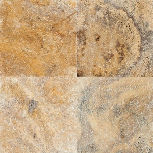 Tuscany Scabas 16 in. x 16 in. Tumbled Travertine Paver Tile (1 Piece/1.78 sq. ft.)