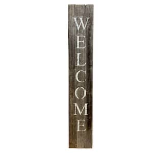 60 in. Weathered Gray Vertical Front Porch Rustic Farmhouse Welcome Sign
