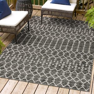 Ourika Moroccan Black/Gray 3 ft. 1 in. x 5 ft. Geometric Textured Weave Indoor/Outdoor Area Rug