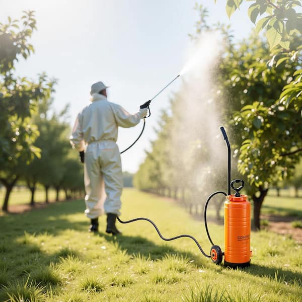 3.5 Gal. Concrete Sprayer with Cart, Steel Tank, Tri-Poxy Pump, 20.5 in. Wand, 48 in. and  120 in. Hoses, 2 Nozzles