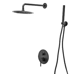 Mackenzie 1-Spray Patterns with 8 in. Showerhead face diameter, Wall Mounted Dual Shower Heads in Matte Black