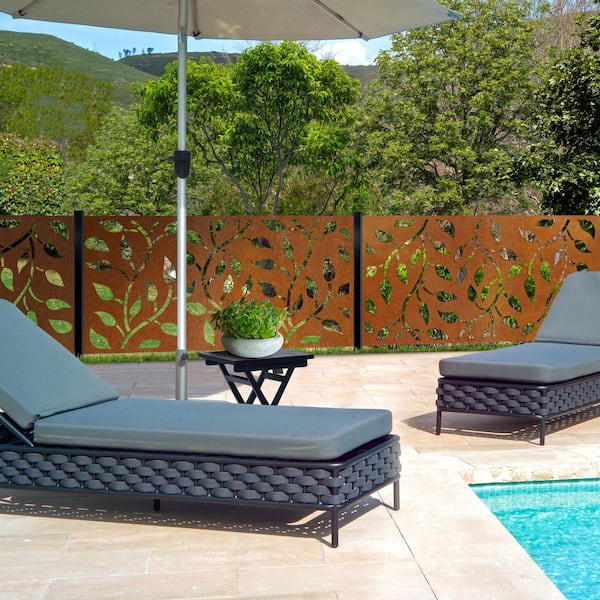 67 in. x 2 in. Black Galvanized Steel Fence Post for Decorative Privacy Panels and Slat Fence Installs