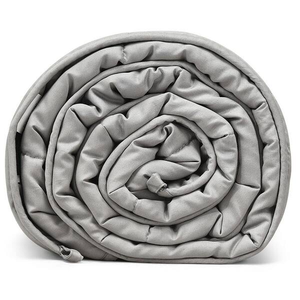 Gymax Weighted Blanket 15 lbs. Full/Queen Size Cotton Blanket Glass Beads Light Gray