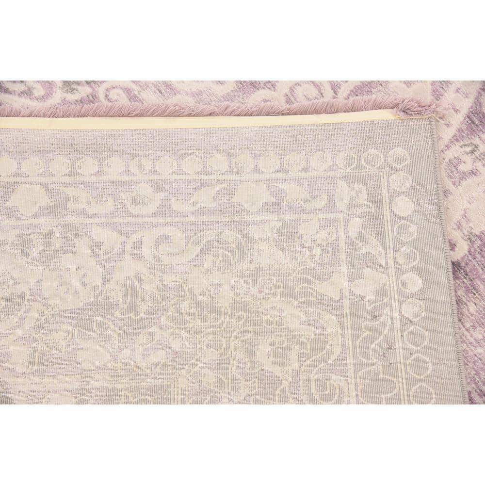 Olwen Purple and Gray Square Synthetic Area Rug