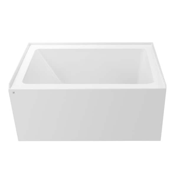 Vanity Art 48 in. x 32 in. Acrylic Alcove Skirt Soaking Bathtub with Right Overflow and Drain in White Matte Black