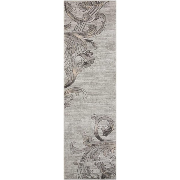 Maxell Graphite 2 ft. x 8 ft. Persian Modern Kitchen Runner Area Rug